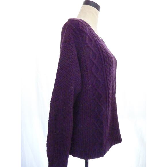 Coincidence & Chance Purple Oversized Cable Knit Sweater Top Medium - Picture 2 of 8